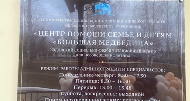 “ЦЕНТР ПОМОЩИ СЕМЬЕ И ДЕТЯМ «БОЛЬШАЯ МЕДВЕДИЦА» Задонский социально-реабилитационный центр для несовершеннолетних”